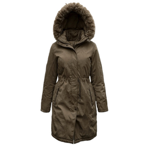 Massimo Dutti Cinch Waist Fur Removable Hood Sz Small Parka Coat